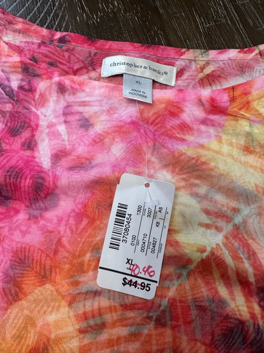 Christopher & Banks Multi-Color Tropical Print Top - Picture 2 of 3